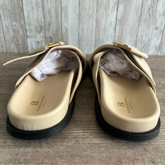 Banana Republic Cream Leather RAVELLO LEATHER SLIDE Preppy Women’s 9 - Picture 7 of 8